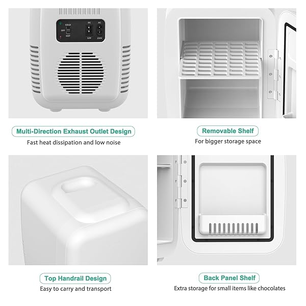 CROWNFUL MINI FRIDGE, 4 LITER/6 CAN PORTABLE COOLER AND WARMER PERSONAL REFRIGERATOR FOR SKIN CARE, COSMETICS, BEVERAGE, FOOD,GREAT FOR BEDROOM, OFFICE, CAR, DORM, ETL LISTED (WHITE)
