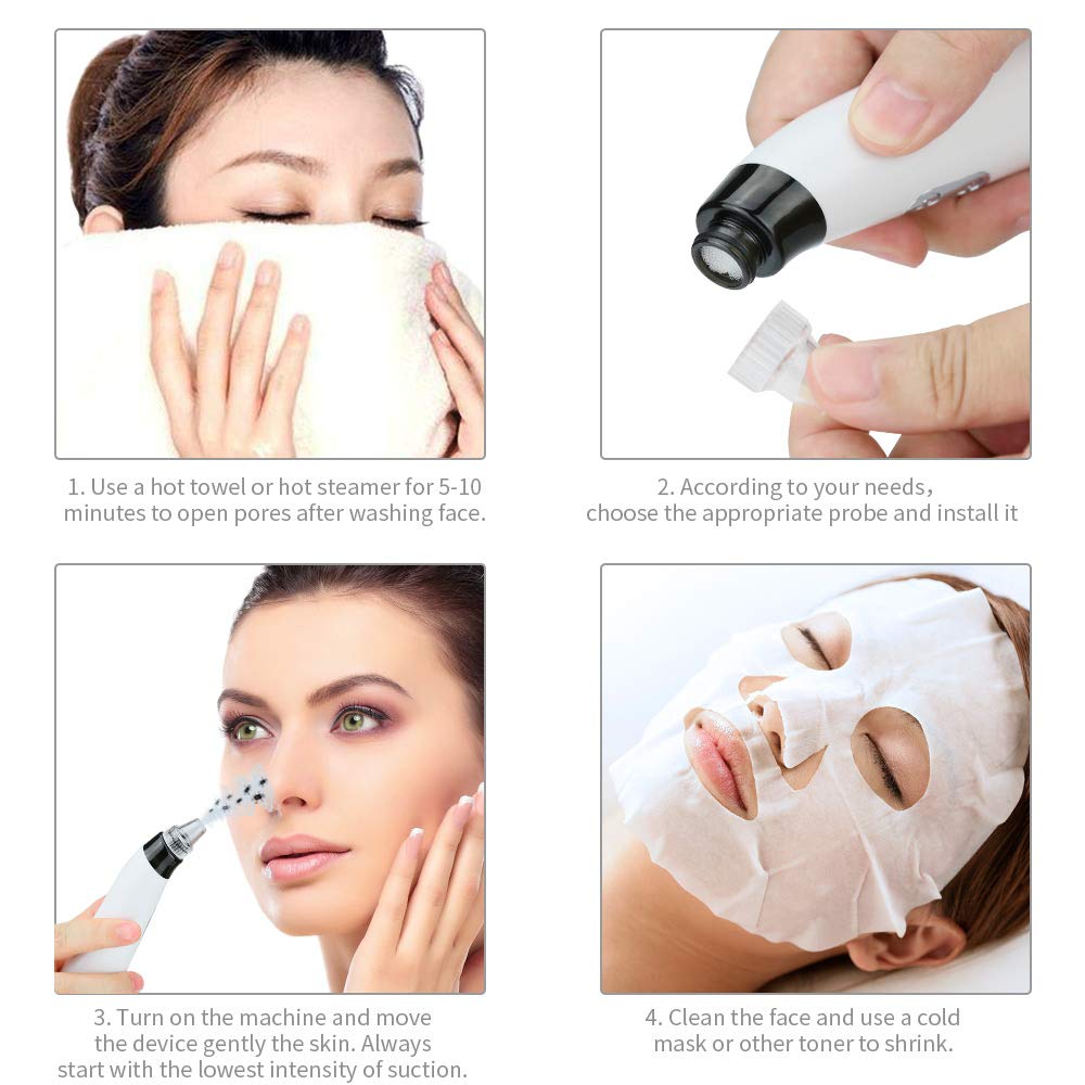 Blackhead Remover,Zdatt Blackhead Vacume Remover -Comedo Pore Extracotr Beauty Device with 5 Probes for Blackhead Remover Vacume Suction Cleanser: Beauty