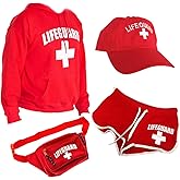 LIFEGUARD Officially Licensed Women Ladies Halloween Costume Bundle Pack Hat Shorts Hoodie Fanny Pack