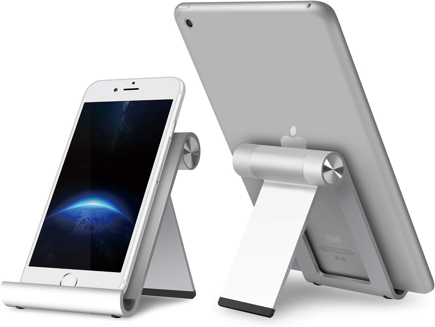 UPERGO Portable Multi-Angle Stand for Tablets,E-Readers and Phones,Aluminum Foldable Tablet Stand Holder,Compatible with iPhone,iPad Mini,Samsung Galaxy Tab,Adjustable Desktop Dock,Silver(AP-4X)