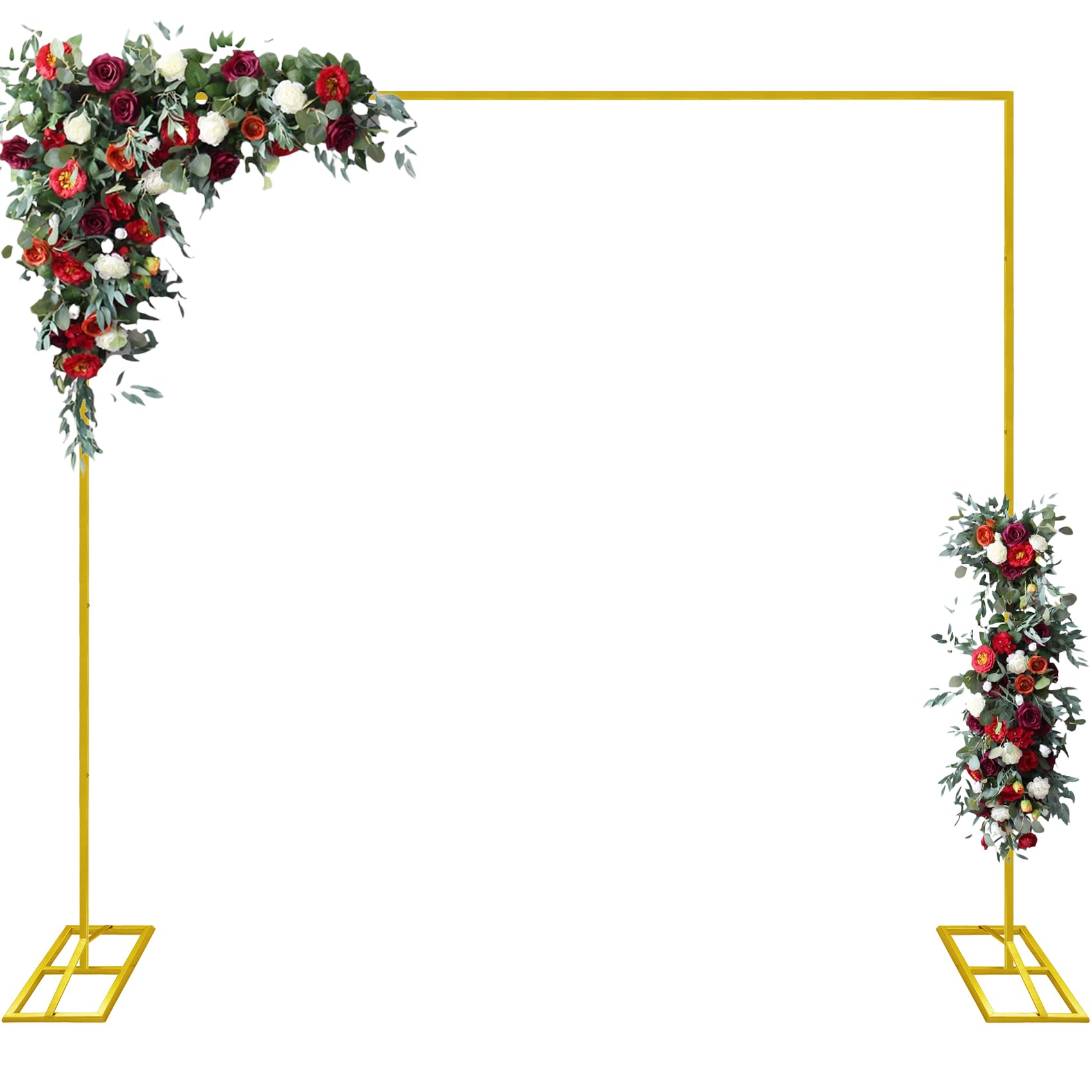 Photo 1 of 9.8FTx9.8FT Wedding Arch Backdrop Stand Square Metal Rectangular Arch Frame Balloon Arch Stand for Wedding Birthday Party Baby Shower Bridal Shower Photography Decoration?Gold?