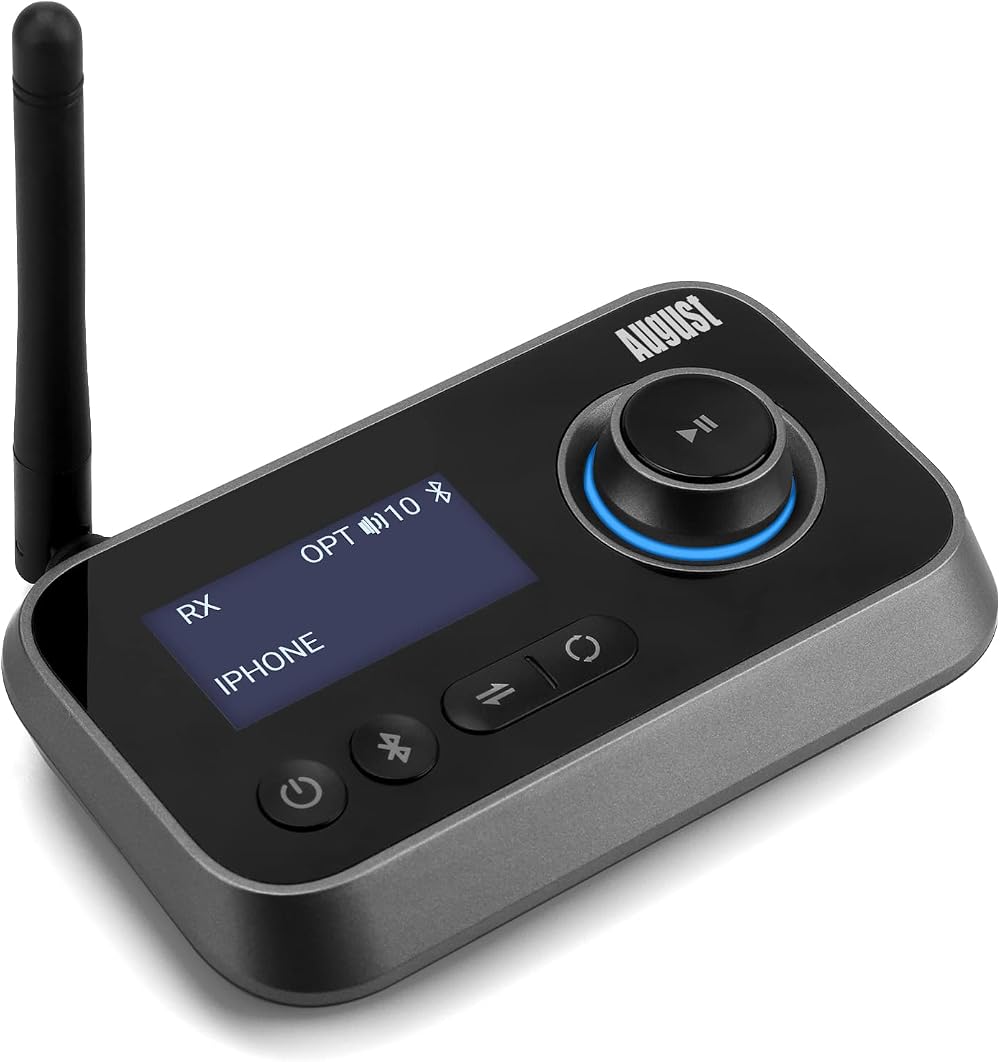 August MR280 Bluetooth 5.0 Transmitter Receiver 2-in-1 with LCD