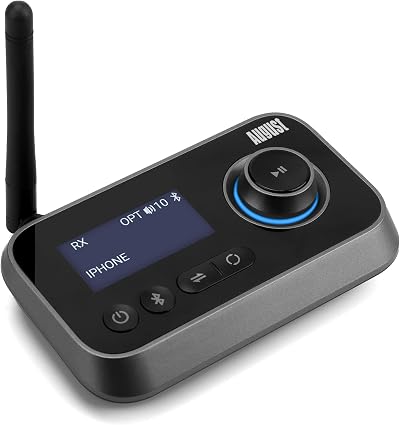 August MR280 Bluetooth 5.0 Transmitter Receiver 2-in-1 with LCD