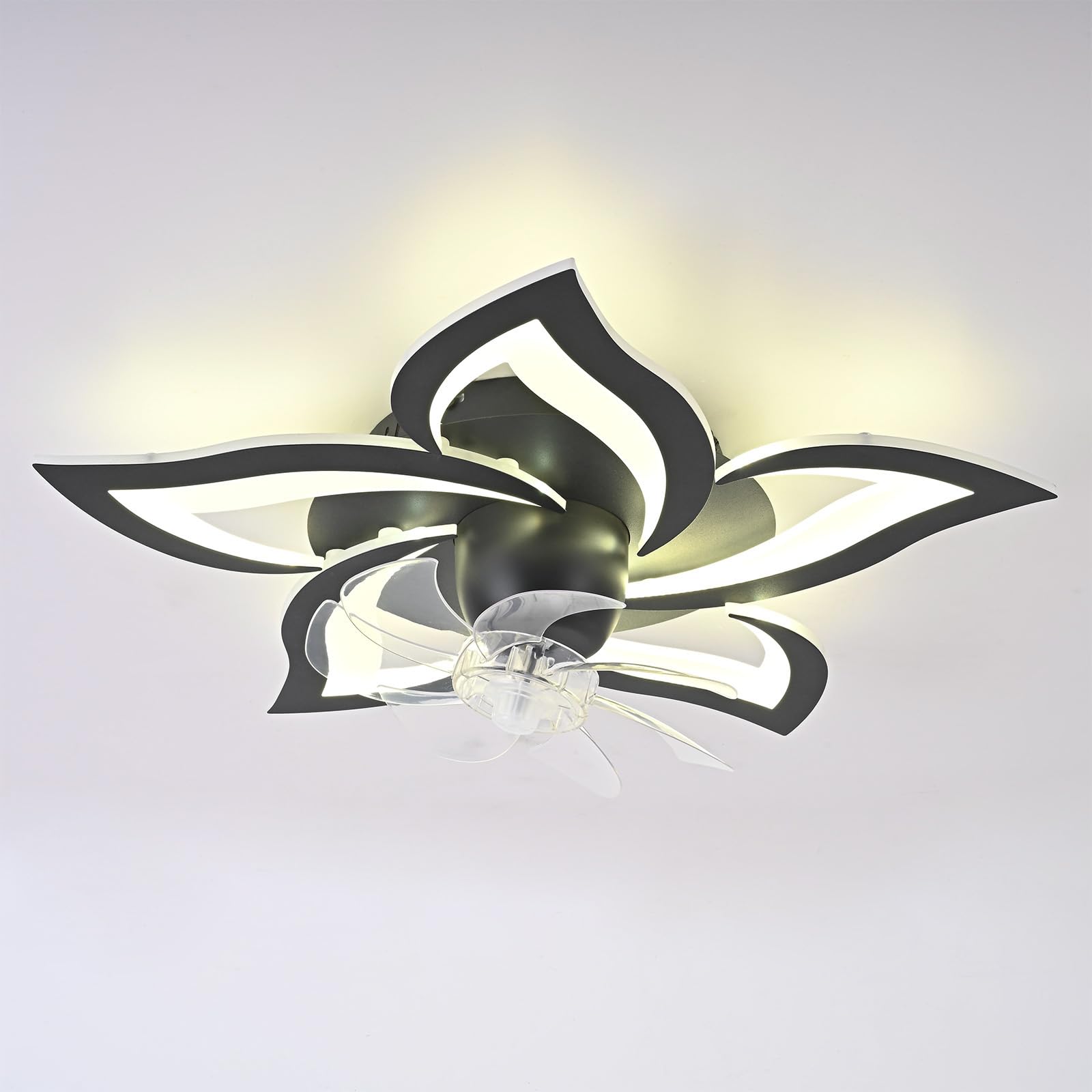 Low Profile Flush Mount Ceiling Fan with Lights 360
