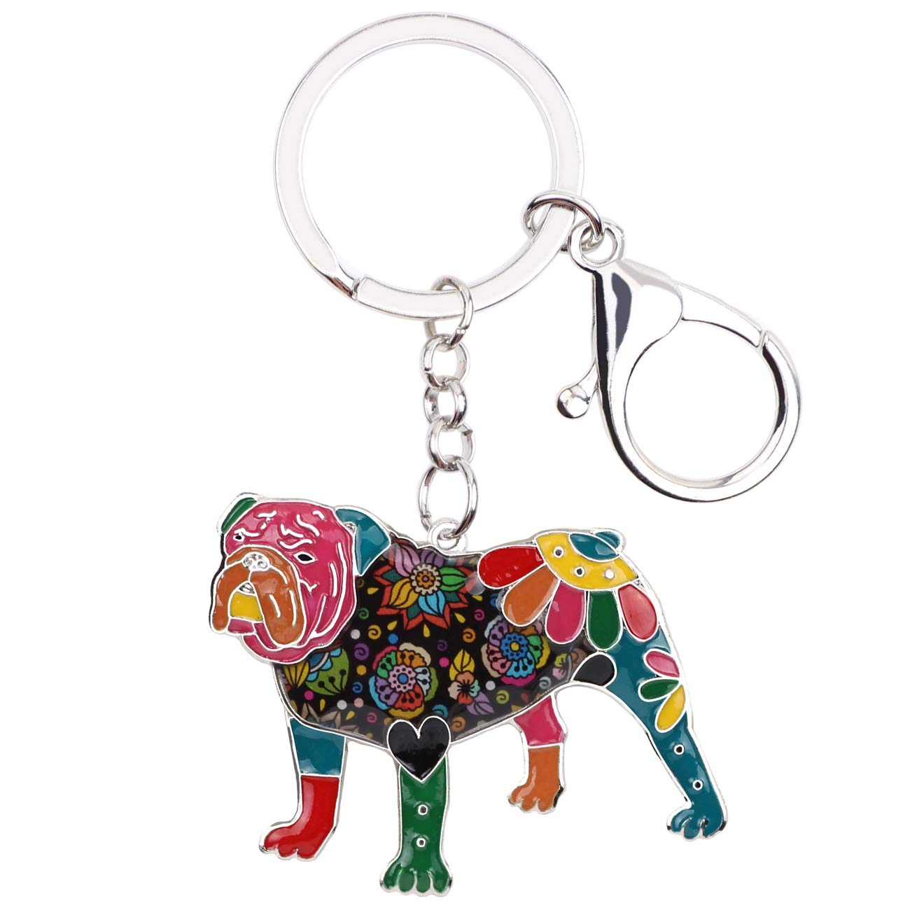 WEVENI Enamel Alloy English Bulldog Bull Terrier Dog Keychain Accessories Jewelry for Women Girl Bag Charms (Multicoloured)
