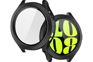 JULK 2 Pack for Galaxy Watch 6 Screen Protector 44mm, Hard PC Case with Tempered Glass for Samsung Watch 6 44mm, High Sensitivity, Reliable Face Cover for Samsung Galaxy Watch 6 [2 Black]
