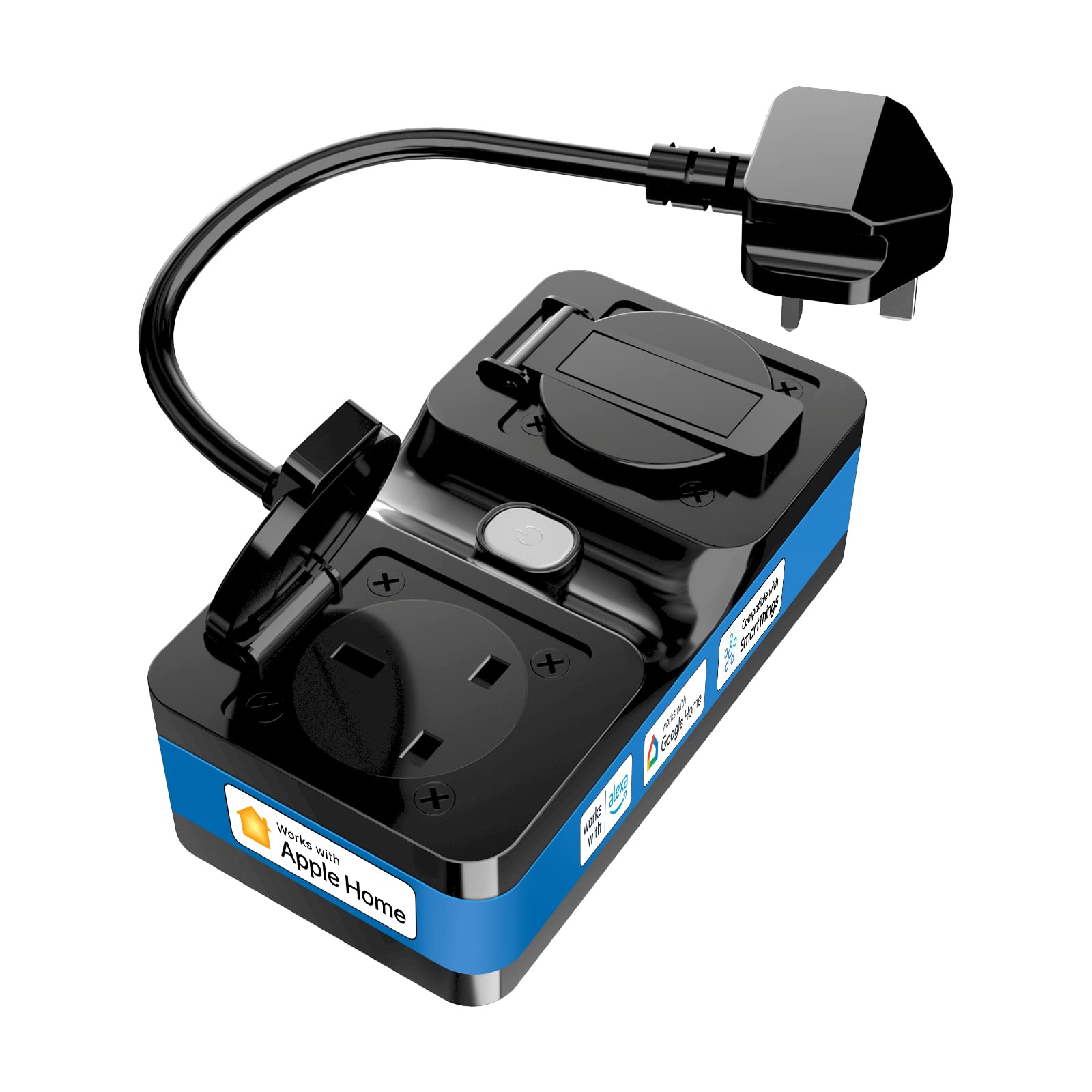 Meross Outdoor Smart Plug 13A, IP44 Weatherproof WiFi Plug for Garden, Works with Apple HomeKit, Alexa, Google Home, SmartThings, Voice Control, 2 x UK 3-Pin Heavy-Duty Outlets, Black