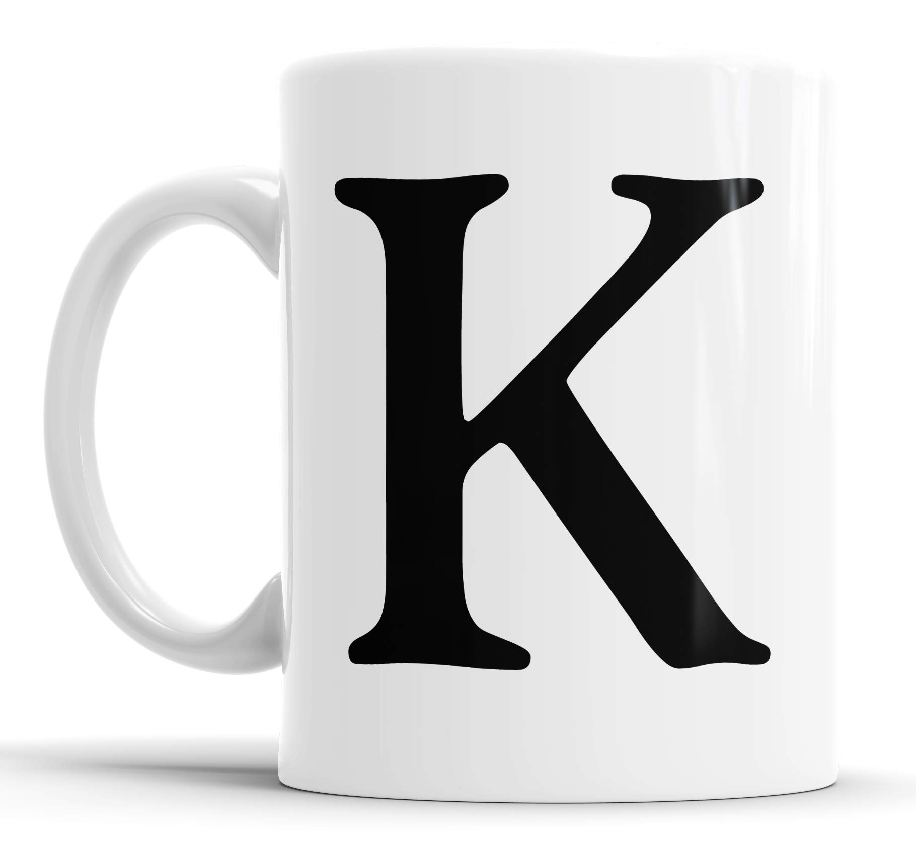 Faithful Prints Alphabet Mug Letter Mugs Initial Coffee Cup Birthday Fathers Day Gift (Letter K)