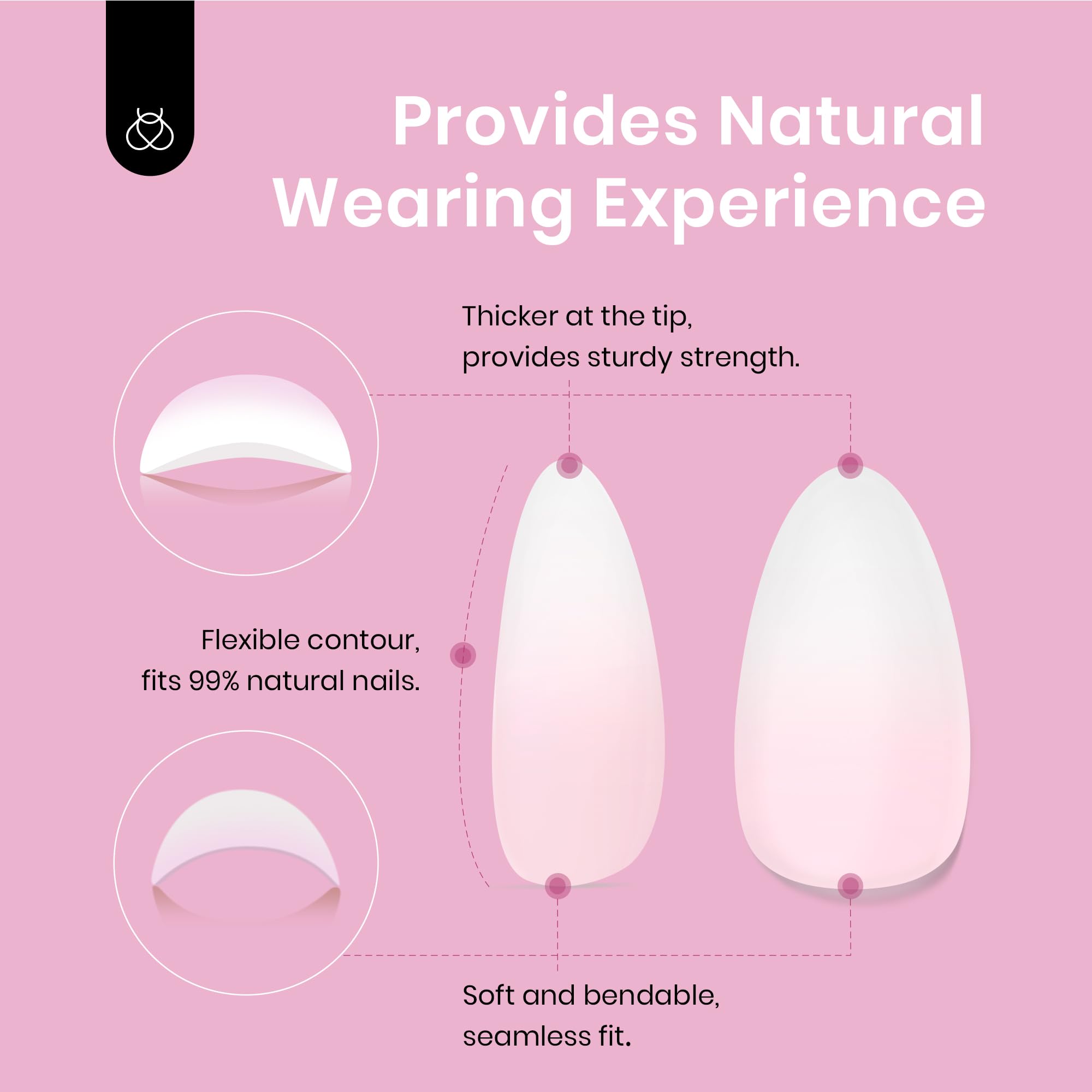 Beetles French Tip Press On Nails, 16 Sizes 224 Pcs Ombre Pink Extra Short Almond Press On Nails 4 In 1 Gel Nail Tips Pre-Applied Primer Base Soak Off Uv Nail Extension Valentines Gift for Women - Image 4