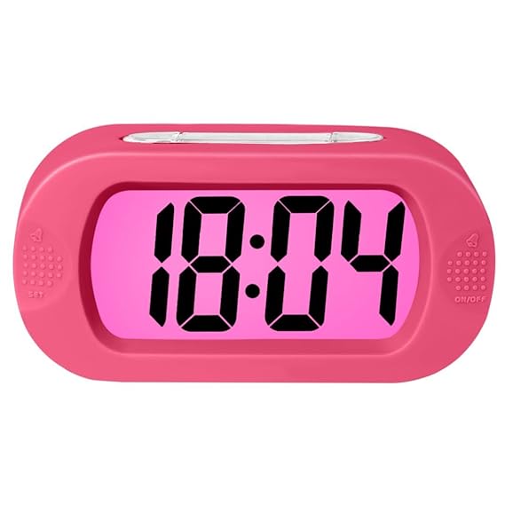 ZHPUAT Digital-Wecker Tischuhr mit Silikonhülle Snooze Bunten Licht Stoßfest ideales Geschenk Für Kinder(Rosa)