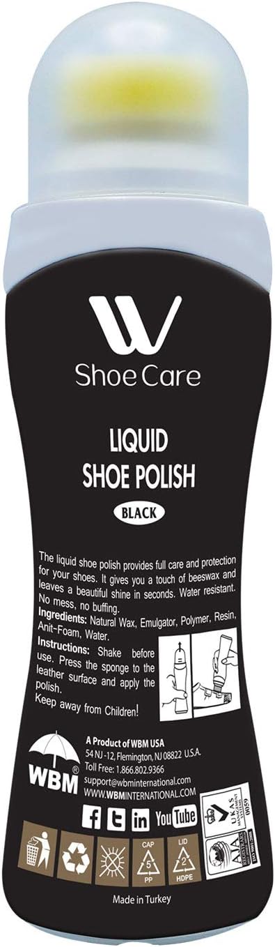 WBM Care Liquid Polish Instant Shoe Shiner, 3PCs, For All Leather Boots - - 