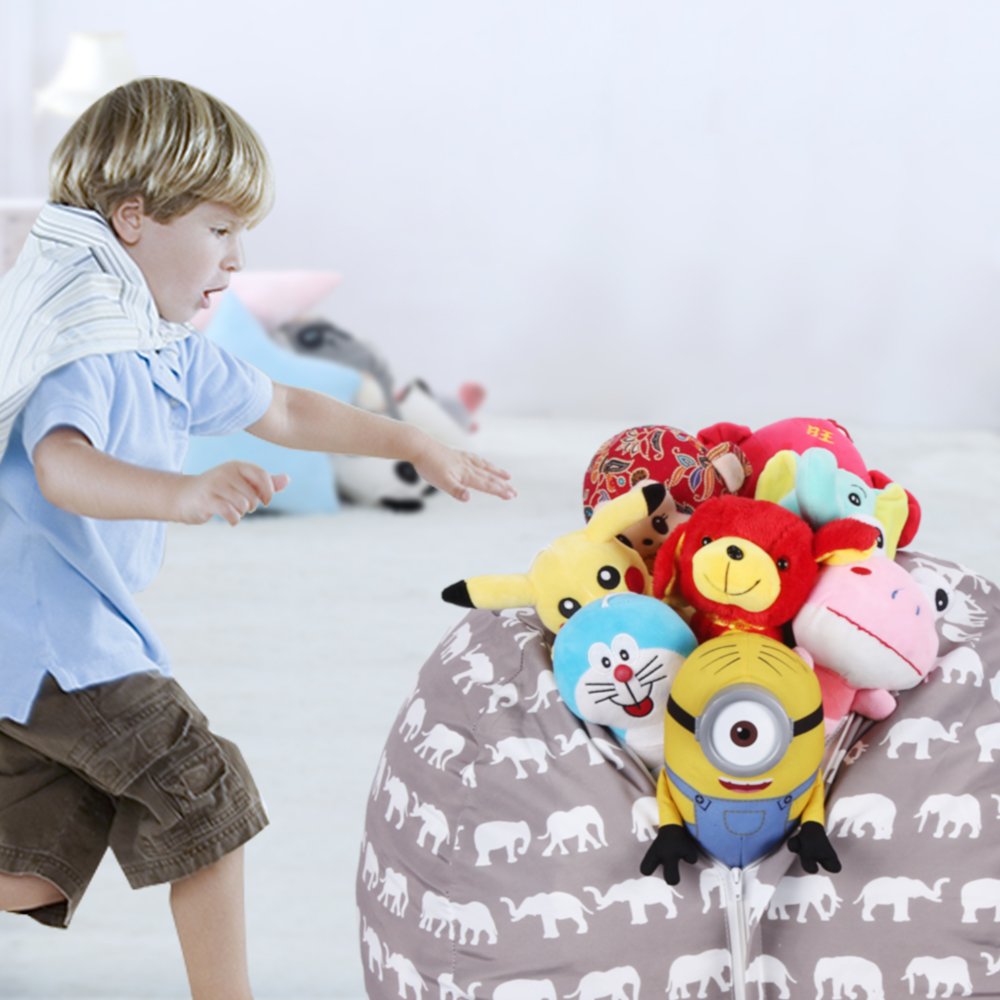 WOYAGE Stuffed Animal Bean Bag Storage Chair | Stuffed Animal Storage Sack |Stuff n Sit Kids\' Furniture | Childrens Bean Bag Chairs (Elephant, XL)