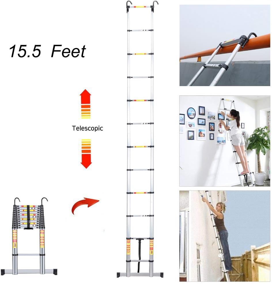 Handvoll Telescoping Ladder 15.5ft Aluminum Extension Folding Ladder, Portable Heavy Duty Multi-Purpose Telescopic Ladder with Slip-Proof Feet …: Kitchen & Dining