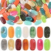 SOFPLATE 1 Box About 100Pcs Acrylic Gemstone Beads Flat Gemstone Beads Bulk Loose Plastic Oval Opaque Colorful Imitation Stone Spacers for Jewelry Making Findings Bracelet DIY Crafts Beginners Adults