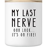 Candles Gifts for Women Men, 10OZ Funny Gift Ideas for Coworker Adults Friend, Gag Stress Relief Mental Health Office Gift Exchange My Last Nerve Lavender Scented Soy Candle