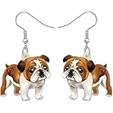 BONSNY Acrylic Dangling Novelty Fun Adorable Cute Dog Breeds Pets Earrings Hypoallergenic Designer Jewelry Gifts For Women