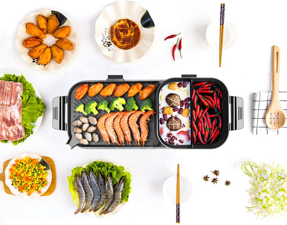 review Multifunction Barbecue Pot Double Pot Electric Hot Pot Electric Grill Thai Barbecue Grill Korean BBQ Hot Pot Electric [Energy Class A]