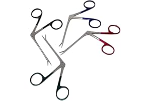 A2Z SCILAB Pack of 4 Assorted Metallic Color (Pink, Black, Blue, Black) Handles New German Hartman Alligator Forceps 3.5" Serrated Jaws ENT Instruments
