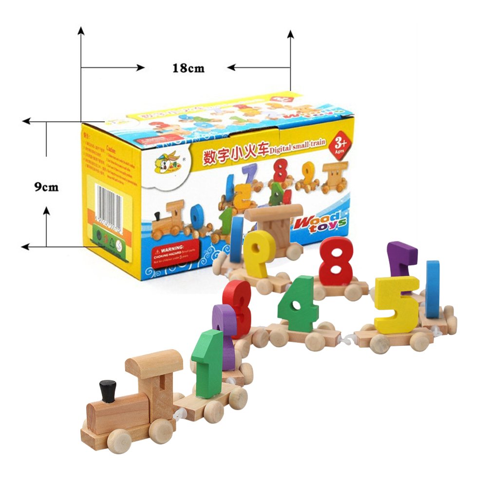 Digital Wooden Train Toys Splicing Combination Game for Kids