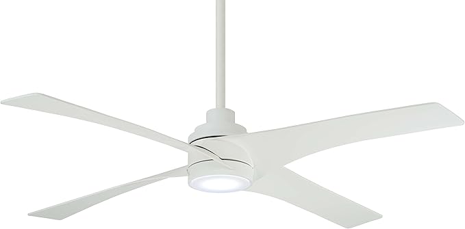 Minka Aire F543l Whf Swept 56 4 Blade Led Ceiling Fan In Flat White Finish With Flat White Blades And An Etched Lens