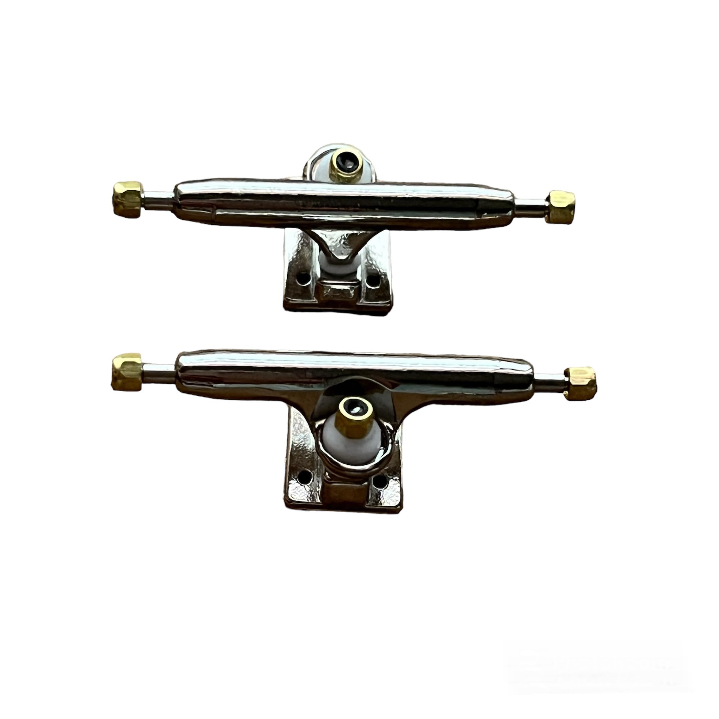LEEFAI Pro Fingerboard Trucks 32/34/36mm 4.0-Regular Kingpin-Upgraded v2 baseplate with Hardware-Baseplate Color and Size (34mm,Chrome)