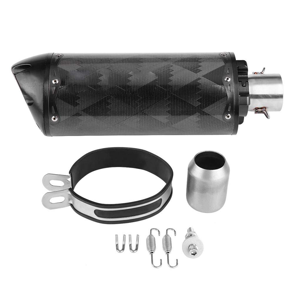 Suuonee Motorized Silencer Tube, Motorcycle Carbon Fiber Exhaust Muffler Tailpipe for USA Two Brothers (oblique mouth)