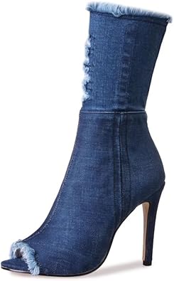denim booties