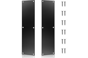 Haiabei 2Pcs Push Door Plate 15x3.5" Stainless Steel Door Push Plate Door Kick Plate,Brushed Doorplate Door Proection Metal Plate with 12 Screws for Door Interior Exterior Accessories(Black)