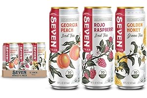 SevenTeas Greatest Hits Variety Pack of Teas, 16 OZ (Pack of 12 Cans), Lightly Sweetened Organic Iced Tea