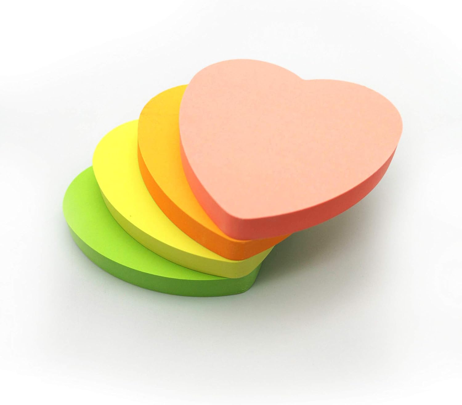 400 Heart Shaped Sticky Notes, Bright Colours (76x76mm) Set of 4 Pads (100 Sheets Each), Colourful Adhesive Memo Pads, Yellow - Image 3