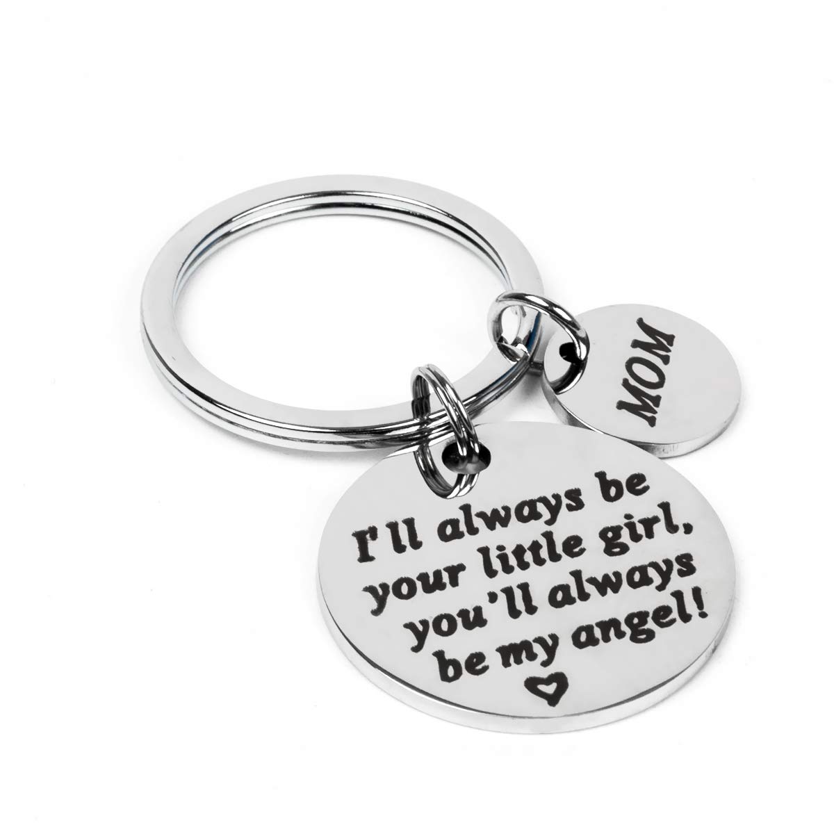 Mother’s Day Gift - Mother\'s Gift from Daughter for Birthday, I\'ll Always Be Your Little Girl, You Will Always Be My Angel Keychain, Stainless Steel Novelty Key Chains Detachable Key Ring (Mom\'s Gift)