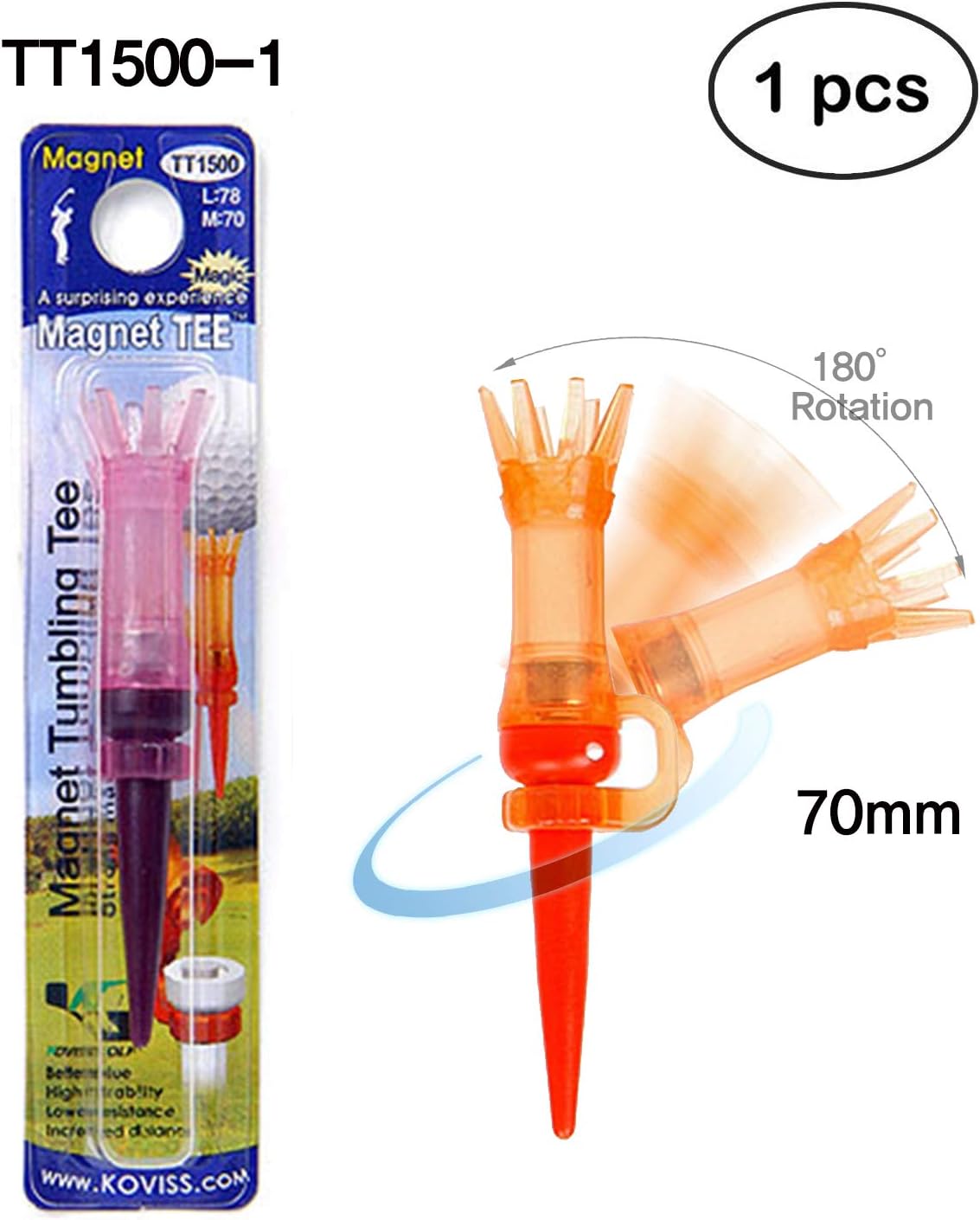 70mm Original Magnet Tumbling Golf Ball TEES Long Yard TT1500-1