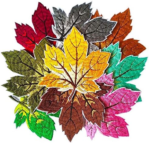Qingxii DecorrQingxii Decorr Assorted Colorful Maple Leaf Cool Sewing on/Iron on Embroidered Patches Clothes Dress Hat Pants Shoes Curtain Sewing Decorating DIY Craft Embarrassment Applique Patches