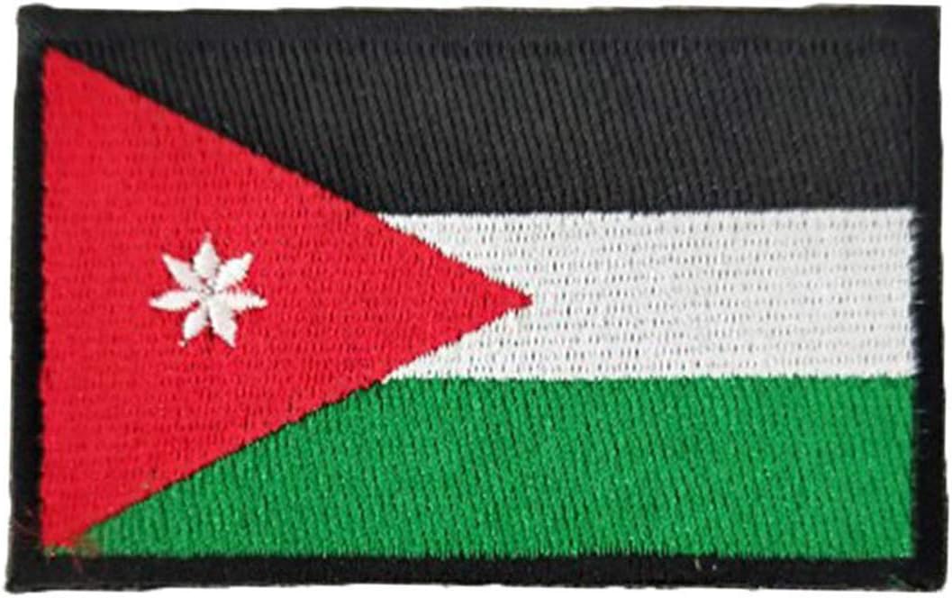 2 PCS GreatPlus Jordan Flag Patch Embroidered Military Tactical Morale Patches Applique Fastener Hook and Loop