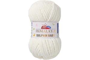 HIVEROOTS 1 Skein/Pack Himalaya Dolphin Baby Chenille Yarn, Each Ball 100 gr (3.5 oz), 120 m (132 Yards), 100% Polyester, Super Bulky Baby Blanket Velvet Amigurumi Yarn, 80308 - Cream