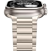 Anlinser Metal Bands Compatible with Apple Watch Band 49mm 46mm 45mm 44mm 42mm for Women Men, Stainless Steel Business Strap for iWatch Ultra 3/2/1 SE Series 11 10 9 8 7 6-1 (Starlight)