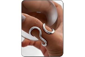 AIETUE Chunky Rings For Women, Gold Silver Thumb Ring Asymmetrical Wavy Curve Ring Adjustable Non Tarnish Dainty Stainless Steel New Year Anniversary Birthday Jewelry Gift
