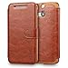 Mulbess Layered HTC One M8 Leather Case，Flip Phone Case Wallet with Magnetic Clasp for HTC One M8 Cover, Brown