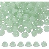 PATIKIL Glass Lotus Seedpod Beads, 100Pcs Cute Crystal Lotus Seedpod Charms, Translucent Czech Spacer Beads for DIY Jewelry Making Bracelets Necklace Wind Chimes Suncatchers, Green