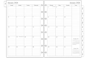 newestor 2026 Monthly Planner Refill for 8-Discbound Notebook, Two Pages Per Month, Jan 2026 to Dec 2026, Junior Size 5-1/2"x8-1/2"