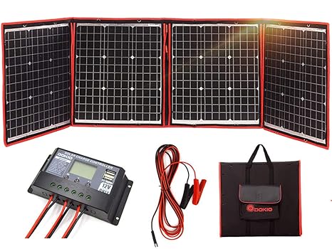 DOKIO 150w Solar Panel Kit?Monokristalline, tragbare, flexible Faltung+ Solarladeregler und PV-Kabel? für 12V Batterie?