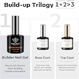 Modelones Builder Gel with Base Coat Top Coat Set 3Pcs No Wipe view 2