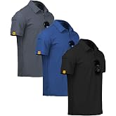 ZITY 3 Pack Mens Golf Polo Shirts Short Sleeve Business Casual T-Shirts | Moisture Wicking, Quick-Drying, Breathable, Stretchy, Cool, Sport, Workout, Daily, Work, Performance Collared Tactical Shirt