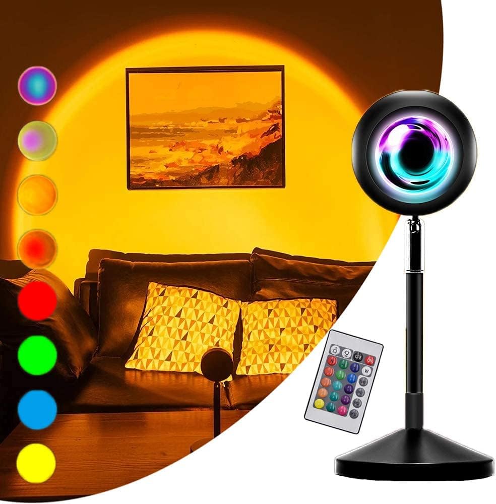 Sunset Lamp Projector Rainbow Lamp,Visual Led Light with Remote Control 16 Colors led Romantic Projection Night Lights,Rainbow Lamp with USB ,for Selfie Photography Background, Room Bedroom Decor