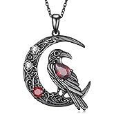 Raven Pendant Necklace 925 Sterling Silver Gothic Crow Pendant Necklace Halloween Witchy Raven Jewelry Gifts for Women