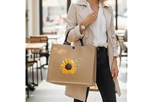 Large Burlap Tote Bag for Women, Reusable Jute Grocery Shoulder Bag with Handles for Beach & Travel