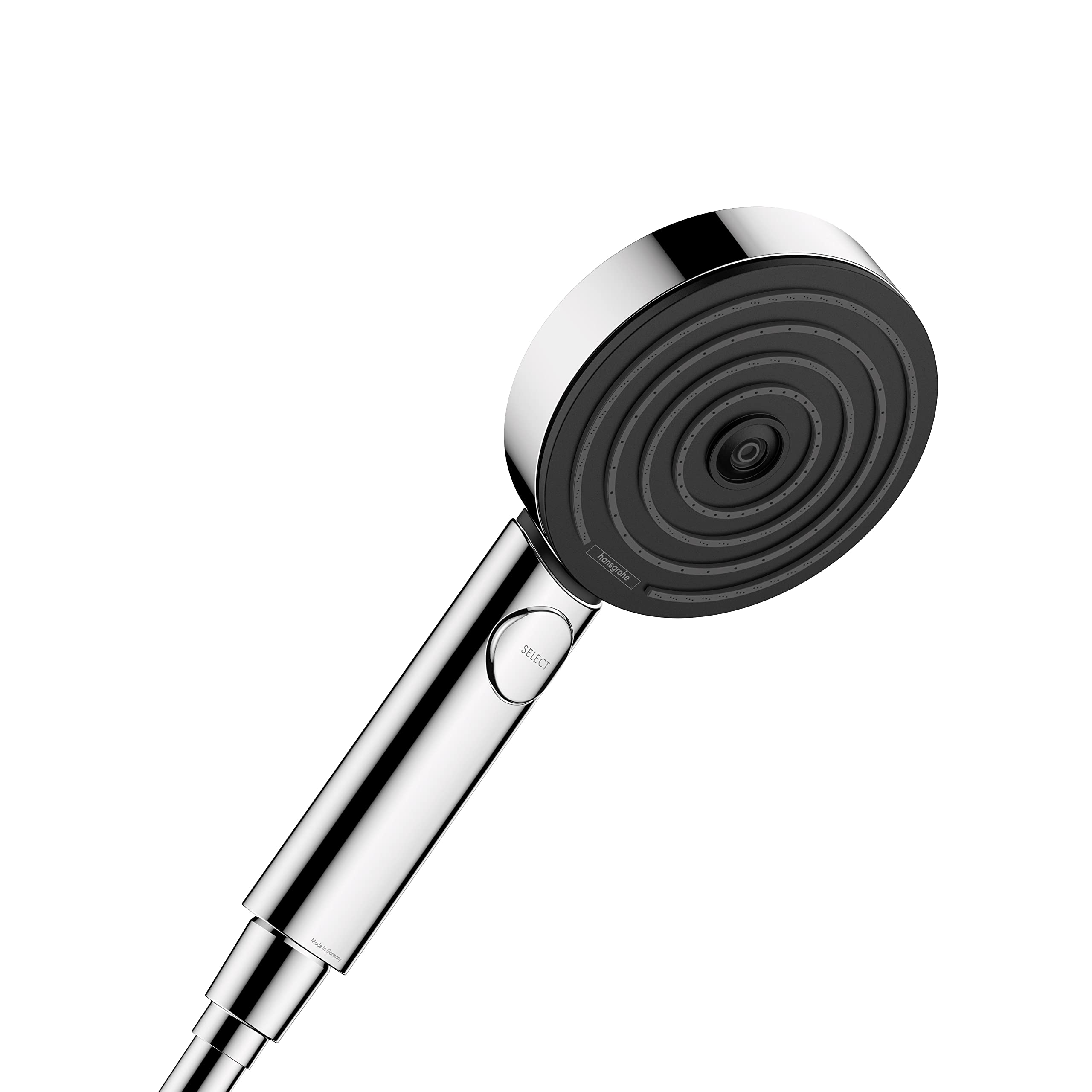 Photo 1 of hansgrohe Pulsify S 4-inch Modern Handheld Shower Head 3-Spray PowderRain, IntenseRain, Pulsating Massage in Chrome, 24111001