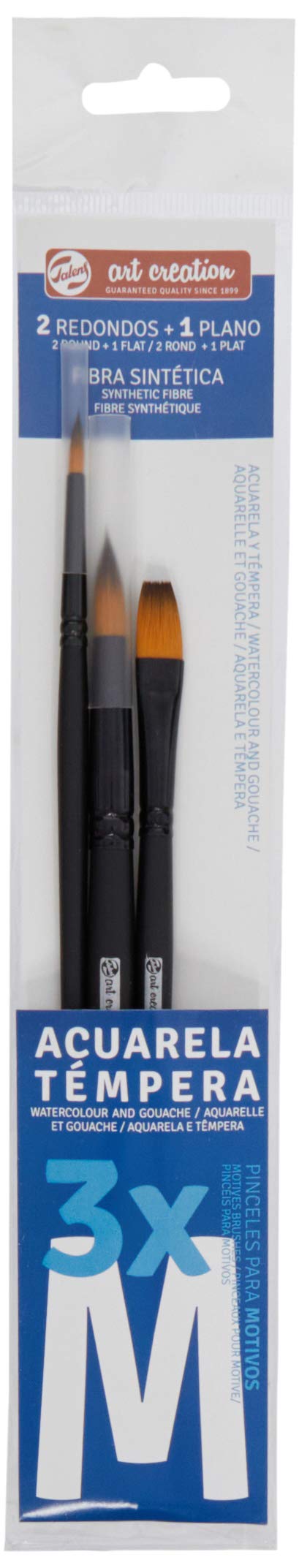 Talens ArtCreation Set of 3 Watercolour and Tempera Brushes (2 Round and 1 Flat)