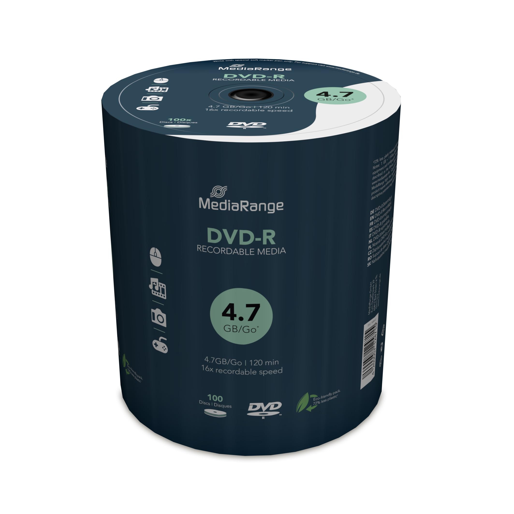 MediaRange MR442 DVD-R 4.7GB 16x (100) Cake Box rewritable