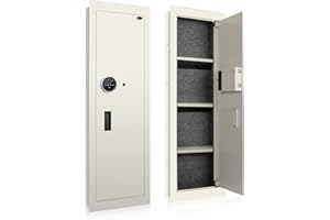 LANGGER V Langger Biometric Hidden Fingerprint Security Safe, In Wall Safe Between Studs (White - Tall)